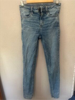 American Eagle Outfitters faded blue high-rise skinny jeans
